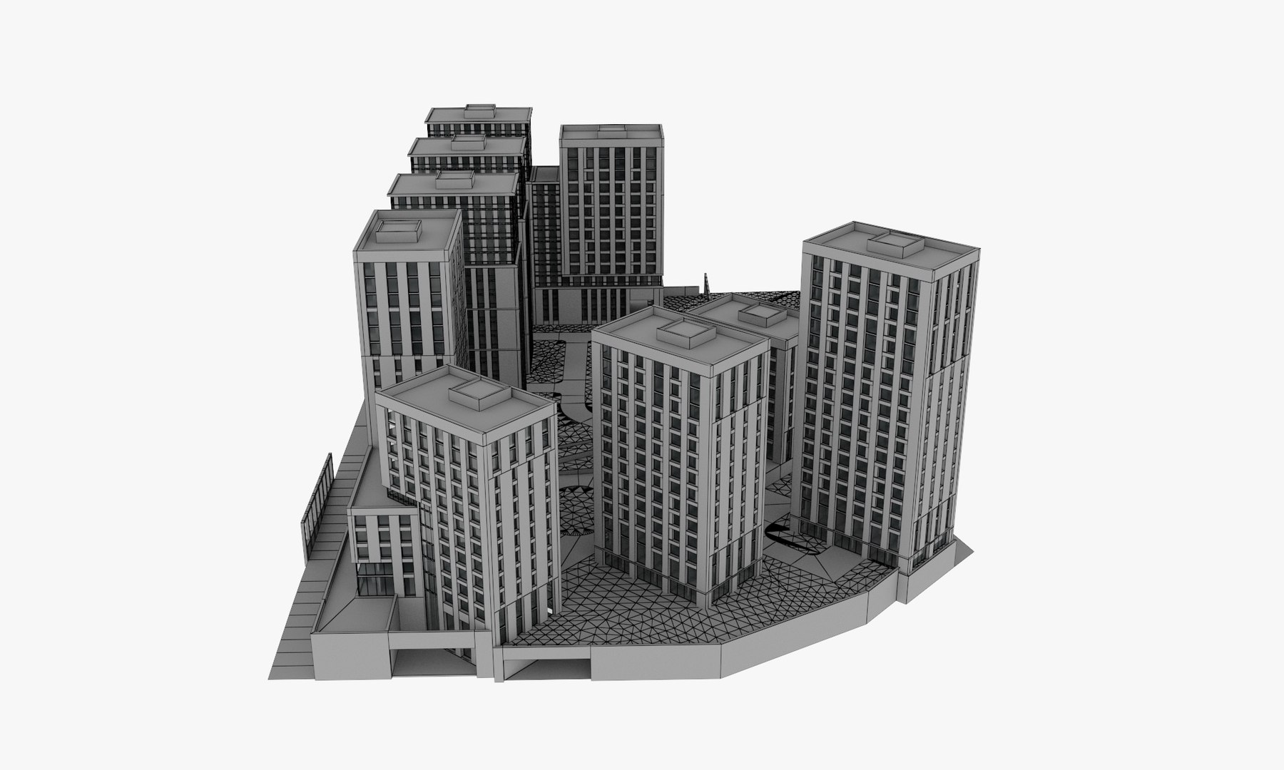 Architecture Brick Residential Complex Model - TurboSquid 1366179