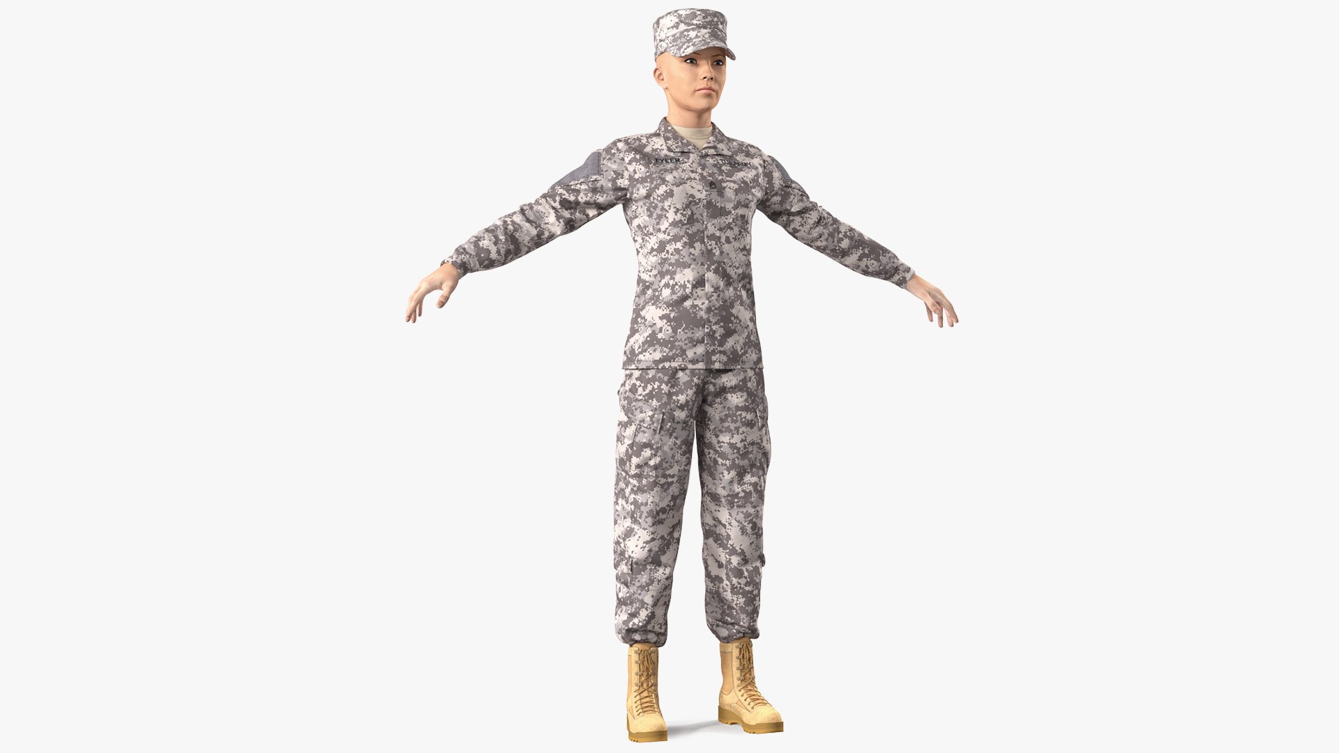 Female Soldier Military ACU Rigged for Modo 3D model preview