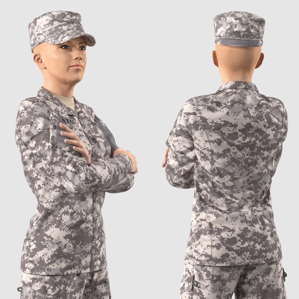 3D Female Soldier Military ACU Rigged for Modo