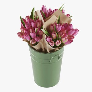 Flowers In Bucket 02 3D model