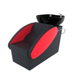 3D model Red-Black Shampoo Chair