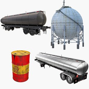 3D model oil storage tanks railroad
