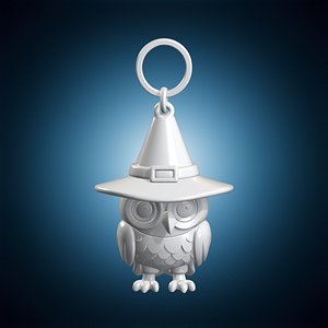 3D Owl Keychain With Witch Hat 3D Print Model