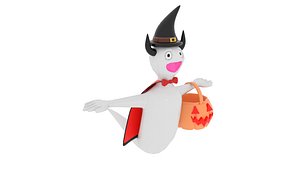 3D Cartoon Ghost Trick Or Treat