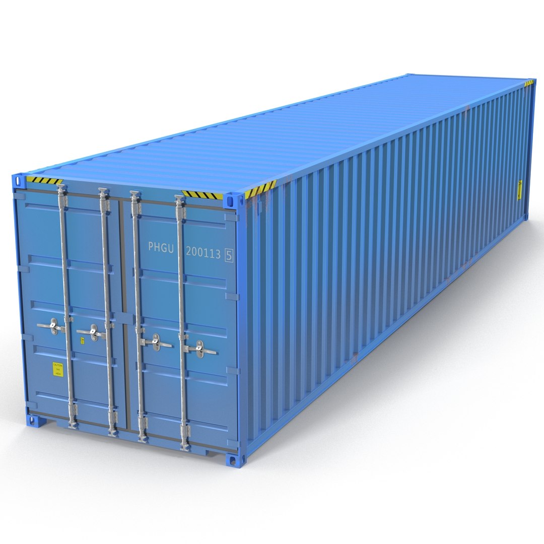 40 ft ISO Container Blue 3D Model preview