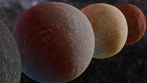 3D 16K seamless alien rock material variations and terrain height map