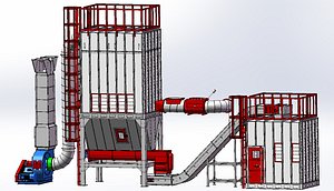 Industrial Bag Dust Collector Dust Extraction System   Woodworking Silo Set 3D CAD Model 3D model