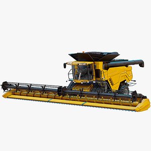 Modern Combine Harvester Yellow PBR 3D model