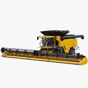 Modern Combine Harvester Yellow PBR