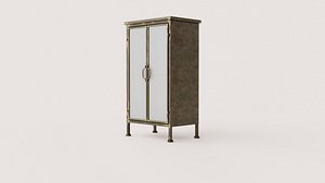 Industrial Metal Storage Cabinet with Frosted Glass Doors