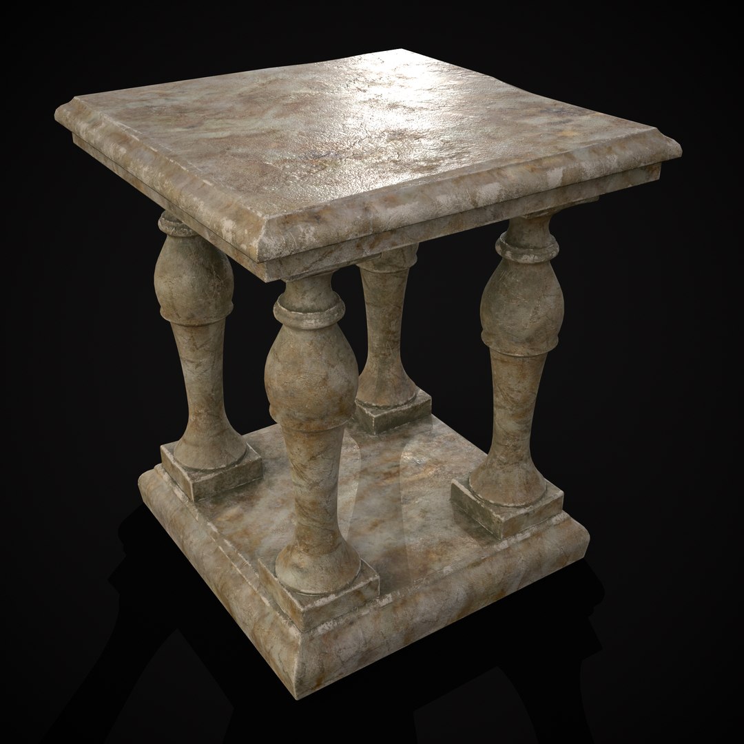Square Marble Table model - TurboSquid 2103452
