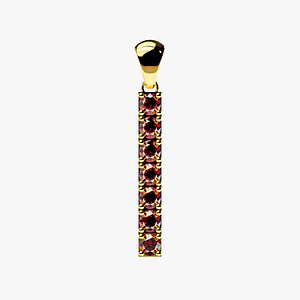 3D Rectangular pendant necklace with garnet 3D print model