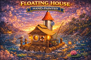 Floating House Hand-Painted 3D model