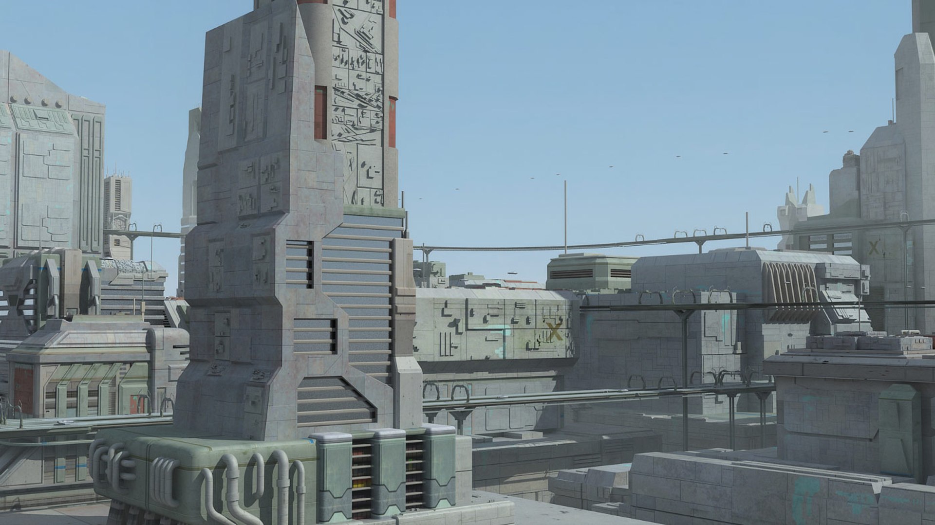 sci fi futuristic city 3d max