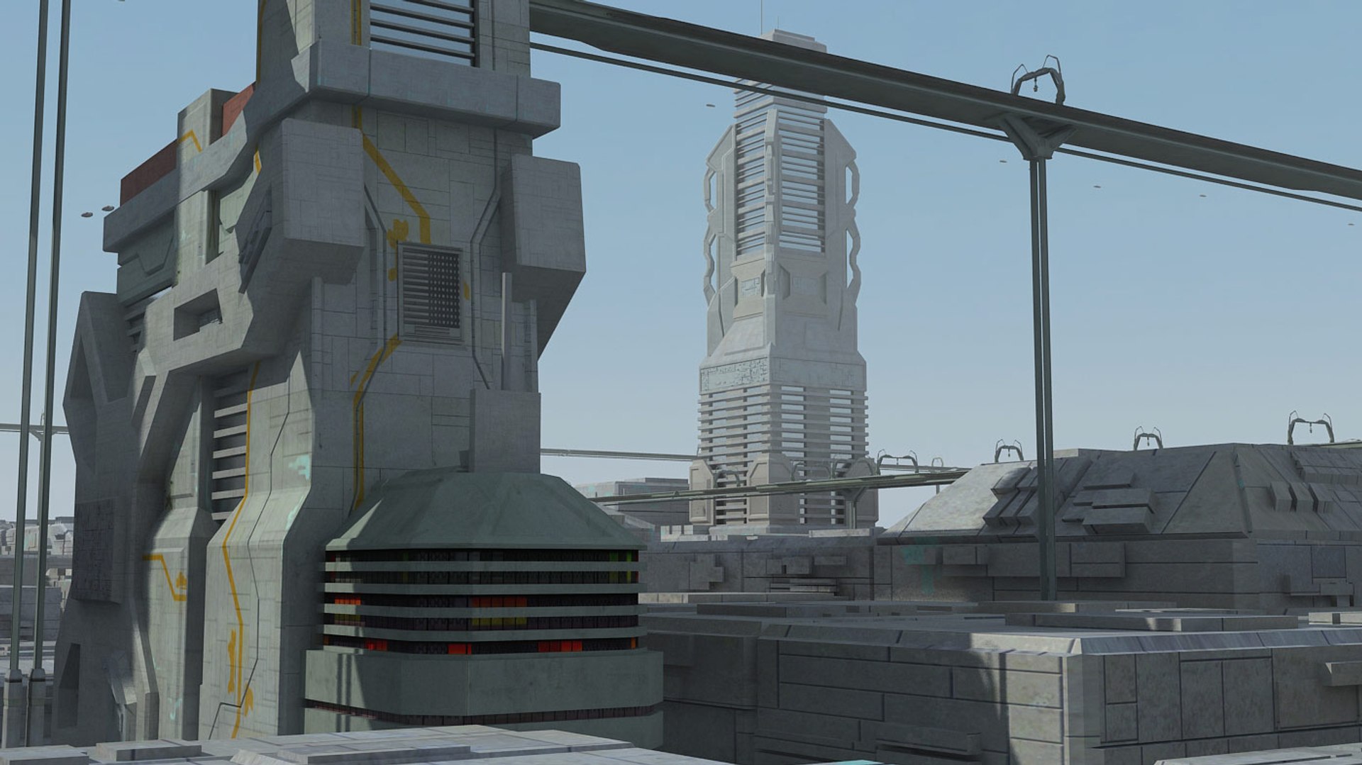 sci fi futuristic city 3d max