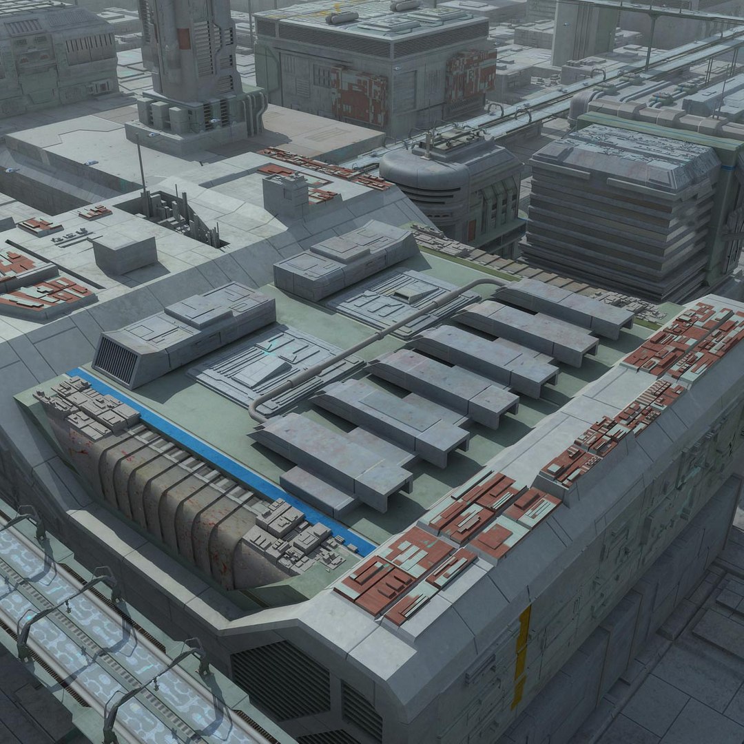 sci fi futuristic city 3d max