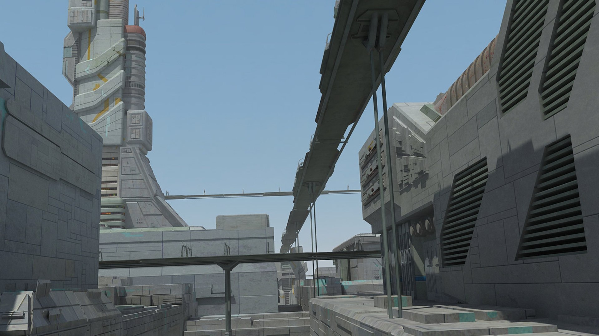 sci fi futuristic city 3d max