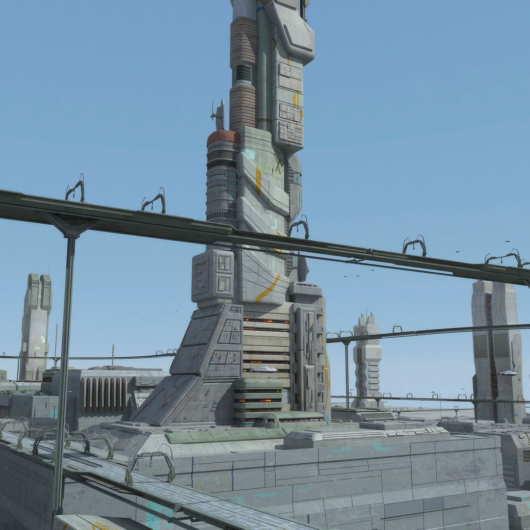 sci fi futuristic city 3d max