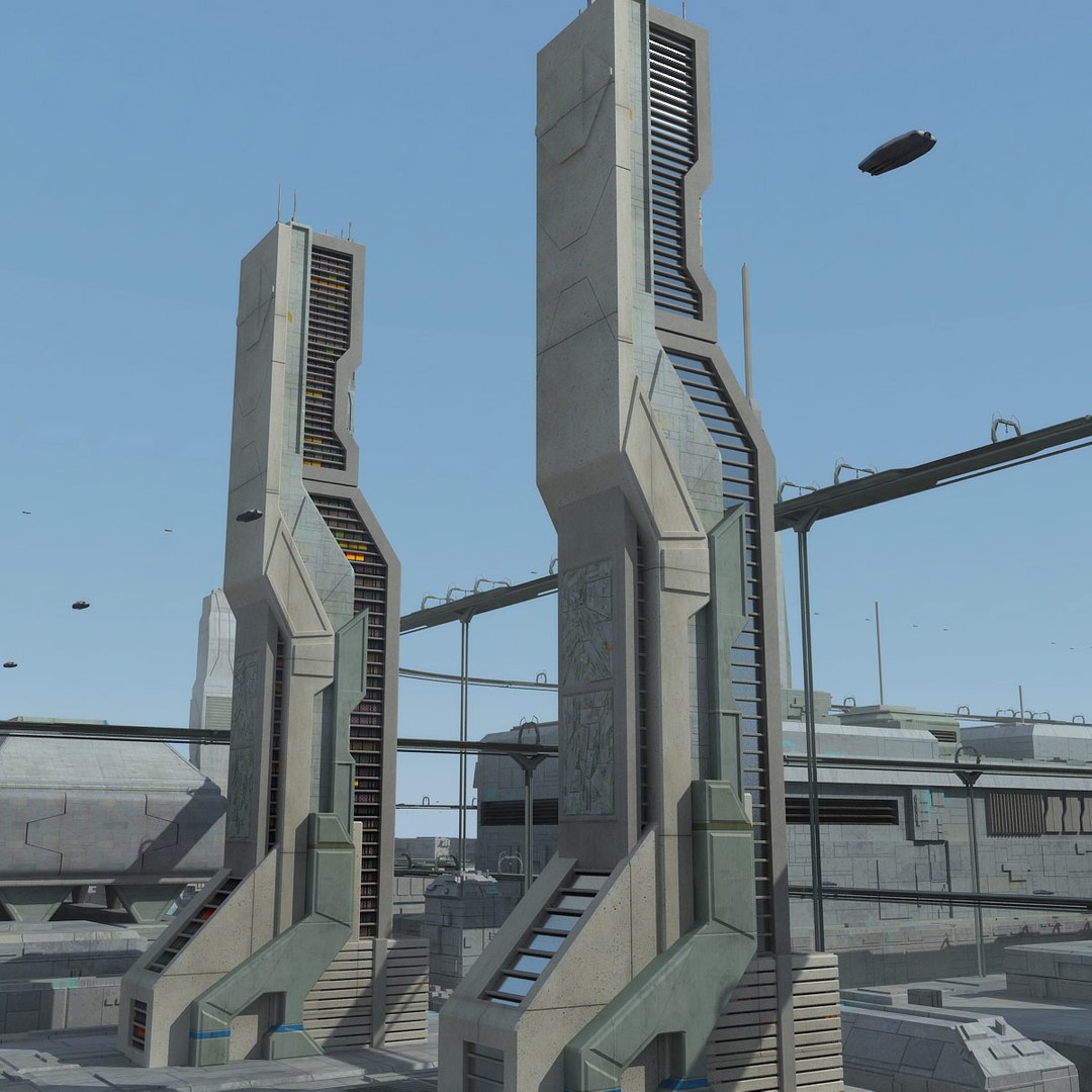 sci fi futuristic city 3d max