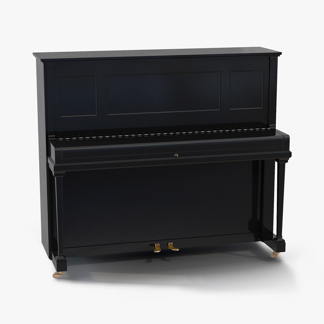 Upright Piano Black Rigged 3D Model 3D model preview