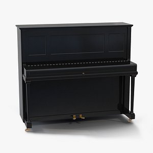 upright piano black rigged 3d model