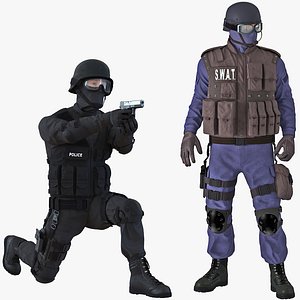 3D swat policemans rigged 3