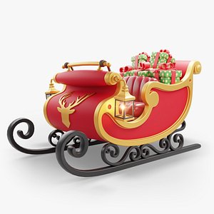 3D Santa Sleigh Christmas stylized