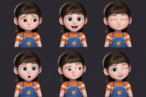 Stylized Cartoon Girl Rigged 3D Model model