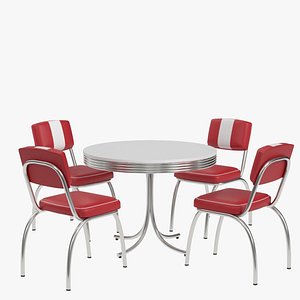 3D model Retro Diner Table and Chairs 2