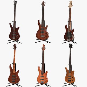 Professional Bass Guitar Collection 6 High End PBR Models 3D
