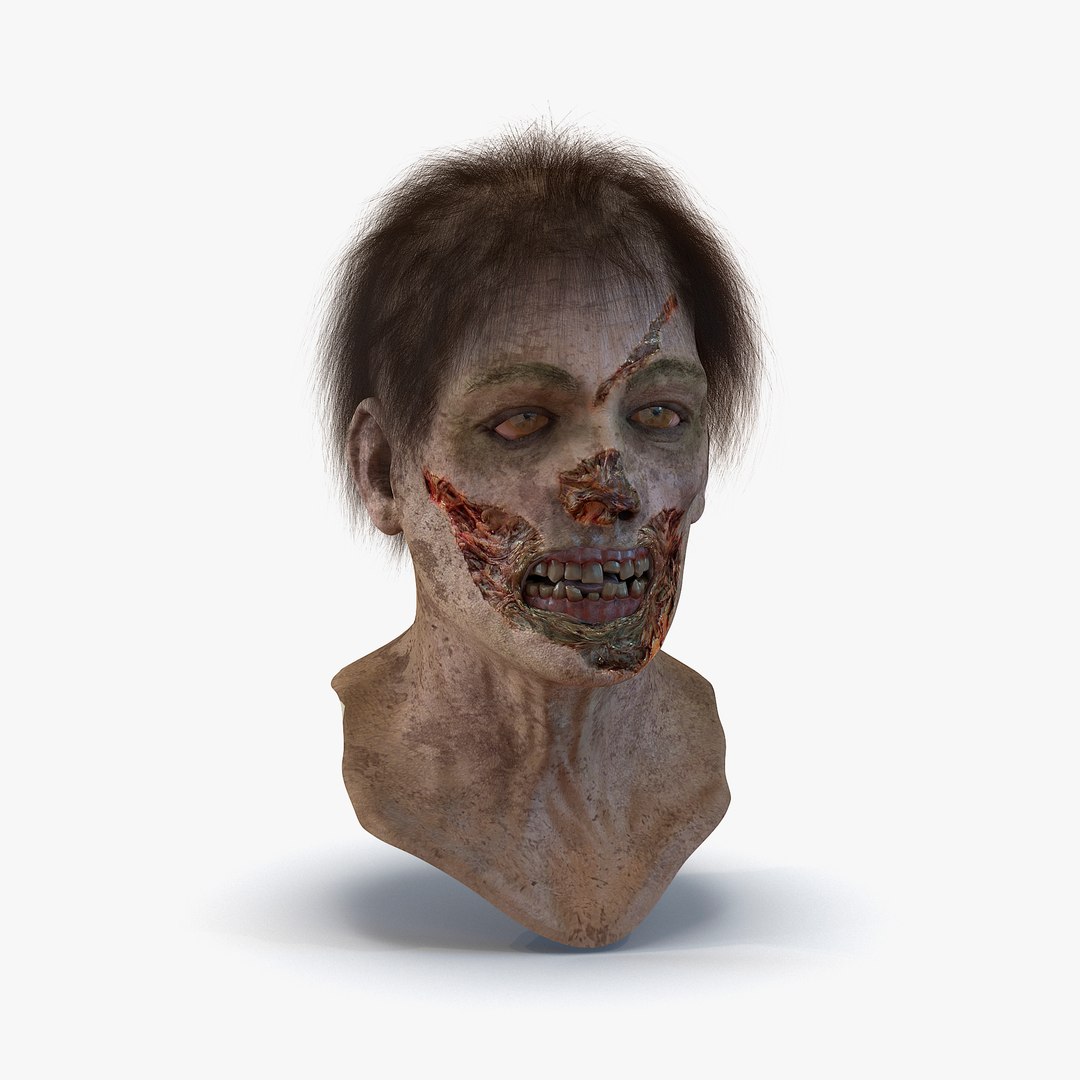 Zombie Head 3D Model with Hair 3D model preview