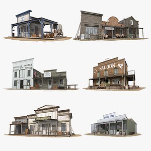 3D model buildings set western