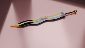 Wavy Fantasy Sword 3D Model Giant Magic Blade Game Ready Blender FBX OBJ