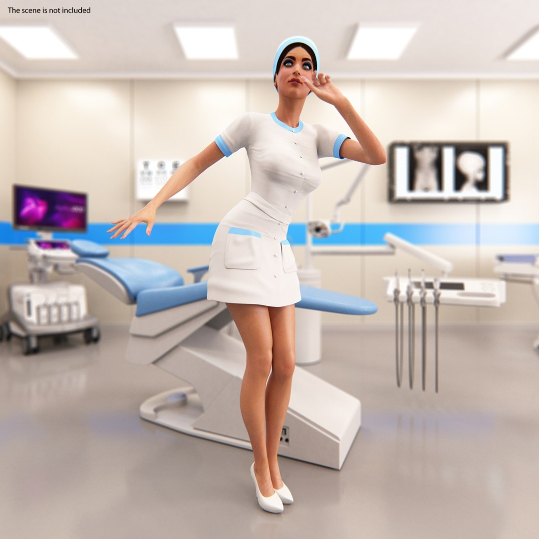 Woman in Nurse Costume 3D model preview