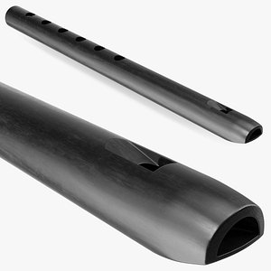 3D Black Six-Hole Flute model