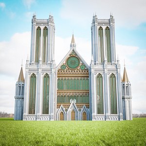 GOTHIC CATHEDRAL SET WITH INTERIOR model