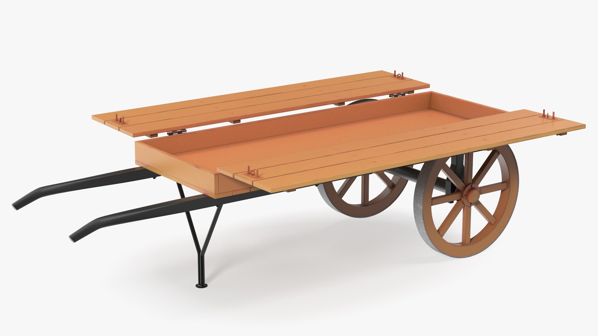 Wooden Market Cart Empty 3D model preview