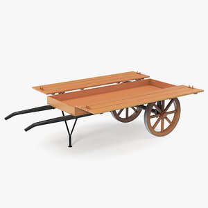 3D Wooden Market Cart Empty model