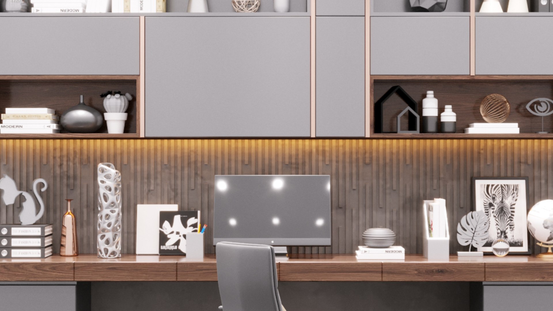 Office Workspace With Computer And Decorations 3D Model - TurboSquid ...