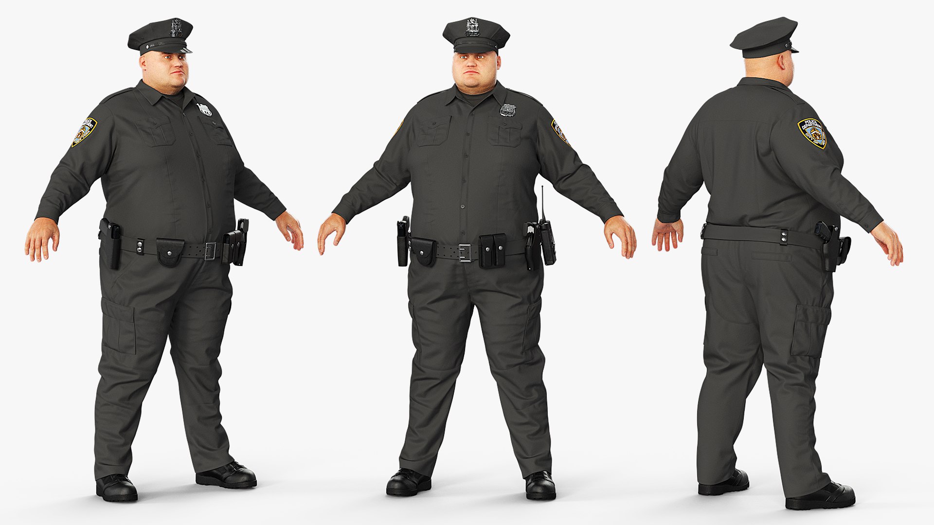 City Policeman with Utility Belt Black 3D model preview