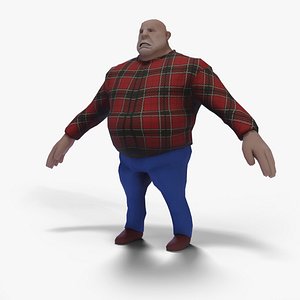 3D model Stylized Big Man Character 3D ModelHeavy Guy in Flannel Shirt
