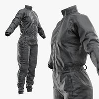 Womens Industrial Work Coverall Black