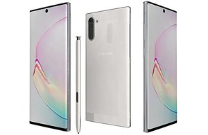 3D Samsung Galaxy Note 10 Aura White Low Poly