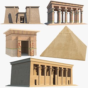 egyptian temples pyramid 3D model