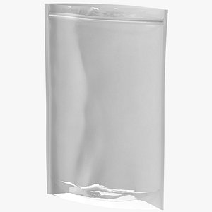 Zipper White Paper Bag with Transparent Front 500 g Open Mockup 3D model