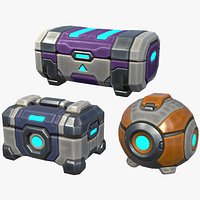 Stylized Sci-Fi Cyberpunk Chests Crates Storage Containers Treasure Boxes Lootbox