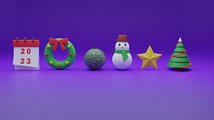 Toon Christmas New Year Pack 3D model