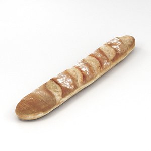 baguette bread food 3D model