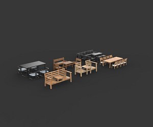 3D furniture set 3D model model