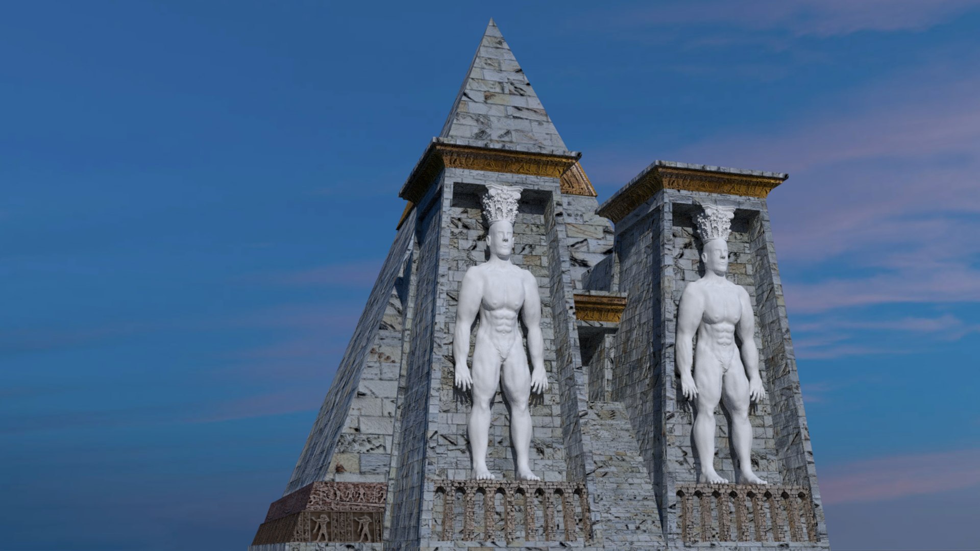 Fantasy pyramid male statues 3D - TurboSquid 1168542